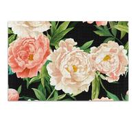 Adults 1000 Piece Jigsaw Puzzles Cream Coral Peony Flowers Black Floral Landscape Fun Adult Toy Family White Elephant Gifts, 29.5x19.7 Inch