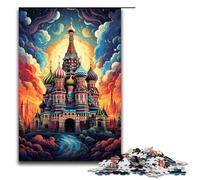 Adults 1000 Piece Jigsaw The Colorful Psychedelia of St Basil's Cathedral Family Fun Puzzle with Matching Poster And Trivia Sheet 75x50cm