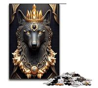 Adults 1000 Piece Jigsaws Black Wolf Golden Art Deco Puzzle Artwork Birthday Present Gifts Wall Art 75x50cm