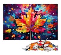Adults 1000 Piece Jigsaws Color Illustration of Canadian Maple Leaf Puzzle Artwork Birthday Present Gifts Wall Art 1000 PCS(38x26cm)