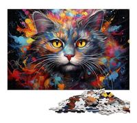 Adults 1000 Piece Jigsaws Colorful Psychedelic Cat Puzzle Artwork Birthday Present Gifts Wall Art 1000 PCS(38x26cm)