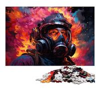 Adults 1000 Piece Jigsaws Colorful Psychedelic Firefighter Puzzle Artwork Birthday Present Gifts Wall Art 1000 PCS(75x50cm)