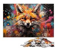 Adults 1000 Piece Jigsaws Colorful Psychedelic Fox Puzzle Artwork Birthday Present Gifts Wall Art 1000 PCS(38x26cm)