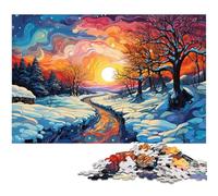 Adults 1000 Piece Jigsaws Colorful Psychedelic Path in The Snow Puzzle Artwork Birthday Present Gifts Wall Art 1000 PCS(75x50cm)