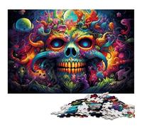 Adults 1000 Piece Jigsaws Colorful Psychedelic Skull Puzzle Artwork Birthday Present Gifts Wall Art 1000 PCS(38x26cm)