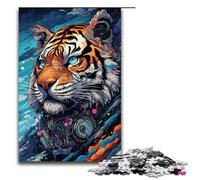 Adults 1000 Piece Jigsaws Robot Tiger by SplattersLots of Thick Coloured Cloud Puzzle Artwork Birthday Present Gifts Wall Art 1000 PCS
