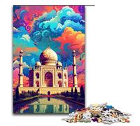 Adults 1000 Piece Jigsaws Taj Mahal Is Surrounded by SplattersLots of Coloured Puzzle Artwork Birthday Present Gifts Wall Art 1000 PCS