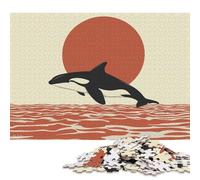 Adults 1000 Piece Orca Sunset Jigsaw Puzzles Paperboard Puzzles Jigsaw Puzzles for Gifts 38x26cm/1000pcs
