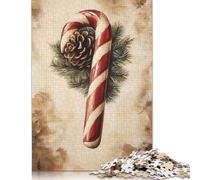 Adults 1000 Pieces Jigsaw Candy Cane And Pine Cone Wooden Puzzle for Adults And Teenager Educational Puzzle 300pcs (40x28cm)