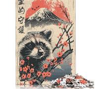 Adults 1000 Pieces Jigsaw Japan Nature Cute Raccoon Wooden Puzzle Adult Jigsaw Puzzle Jigsaw Puzzles for Adults Teenagers 1000pcs (75x50cm)