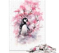 Adults 1000 Pieces Jigsaw Penguin Watercolor Wooden Puzzle for Adults And Teenager Educational Puzzle 1000pcs (75x50cm)