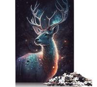 Adults 1000 Pieces Jigsaw Puzzle Galaxy Deer Wooden Creative Art Jigsaw Gifts Puzzles for Adults 1000pcs (75x50cm)