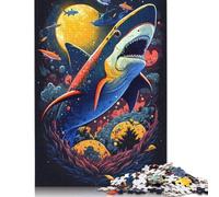 Adults 1000 Pieces Jigsaw Shark Supernatural Power Wood Puzzles Wooden Puzzles Learning Educational Toy 1000pcs (75x50cm)