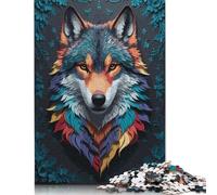 Adults 1000 Pieces Jigsaw Wolf Face Wooden Puzzle for Adults And Teenager Educational Puzzle 1000pcs (75x50cm)