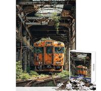 Adults 1000 Pieces Puzzle Abandoned Train in Rusty Hangar Relaxing Games for The Whole Family Home Decoration Toys Train Your Brain And Hands (38X26CM)