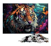 Adults 1000 Pieces Puzzle Angry Violent Tiger Impossible Puzzle for And Teenager Age 14 Years Up 1000 PCS(75x50cm)