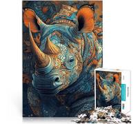 Adults 1000 Pieces Puzzle Animal Rhino Spielzeug-Intellektuelles Spiel Jedes Stück ist einzigartig Anspruchsvolles Familienspiel38x26cm