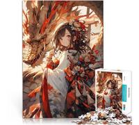 Adults 1000 Pieces Puzzle Anime Girl with Dragon Spielzeug für die ganze Familie Geschenke für Freunde und Familie52x38cm