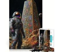 Adults 1000 Pieces Puzzle Astronaut And Ancient Obelisk Clean Joint Game Thinking Fun Game Relax Play Time Birthday Activity (38x26cm)