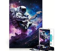 Adults 1000 Pieces Puzzle Astronaut Playing Guitar Clean Joint Game Thinking Fun Game Relax Play Time Birthday Activity (38x52cm)