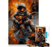 Adults 1000 Pieces Puzzle Astronaut Playing Guitar Clean Joint Game Thinking Fun Game Relax Play Time Birthday Activity (38x52cm)