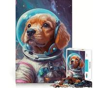 Adults 1000 Pieces Puzzle Astronaut Space Corgi Dog Clean Joint Game Thinking Fun Game Relax Play Time Birthday Activity (50x75cm)