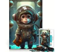 Adults 1000 Pieces Puzzle Astronaut Space Monkey Ape Clean Joint Game Thinking Fun Game Relax Play Time Birthday Activity (38x52cm)