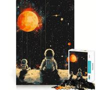 Adults 1000 Pieces Puzzle Astronauts on A Distant Planet Clean Joint Game Thinking Fun Game Relax Play Time Birthday Activity (38x26cm)