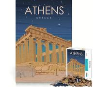 Adults 1000 Pieces Puzzle Athens Greece at Night Clean Joint Game Thinking Fun Game Relax Play Time Birthday Activity (38x26cm)