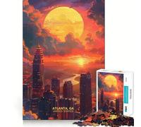 Adults 1000 Pieces Puzzle Atlanta Georgia Sunset Clean Joint Game Thinking Fun Game Relax Play Time Birthday Activity (38x26cm)