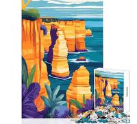 Adults 1000 Pieces Puzzle Australian Cliffs Minimalist Landscape Art Puzzles for Teenagers Analysis And Logic Wishlist with Santa Claus Learning Educational Toys (38x26cm)