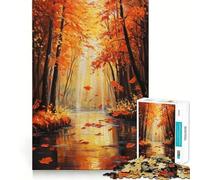 Adults 1000 Pieces Puzzle Autumn River Scene Clean Joint Game Thinking Fun Game Relax Play Time Birthday Activity (50x75cm)