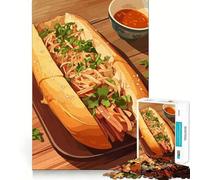 Adults 1000 Pieces Puzzle Banh Mi Sandwich with Sauce Exact Cut Art Cognitive Fun Play Leisure Play Fun Christmas Calm Gift (38x52cm)