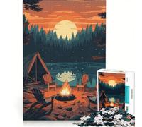 Adults 1000 Pieces Puzzle Beautiful Camping Night, Brain Teaser Game, Birthday Present, Suitable for Desktop Decoration 50x75cm