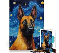 Adults 1000 Pieces Puzzle Belgian Malinois Van Gogh Exact Cut Art Cognitive Fun Play Leisure Play Fun Christmas Calm Gift (50x75cm)