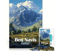 Adults 1000 Pieces Puzzle Ben Nevis Mountain Landscape Exact Cut Art Cognitive Fun Play Leisure Play Fun Christmas Calm Gift (50x75cm)