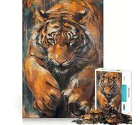 Adults 1000 Pieces Puzzle Bengal Tiger Mysterious Exact Cut Art Cognitive Fun Play Leisure Play Fun Christmas Calm Gift (38x52cm)