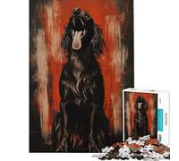 Adults 1000 Pieces Puzzle Black Dog with Open Mouth Educational Challenge Wall Decoration Anti-Stress Toys for And 14 Years And over (38x26cm)