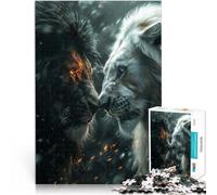 Adults 1000 Pieces Puzzle black lion vs white one Spielzeug Lernspiele Stressabbau Einzigartige Wohndekoration und Geschenke75x50cm