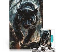 Adults 1000 Pieces Puzzle Black Panther in Forest Made of cardboard for age 14 years and over Beautiful design gameBeautiful design game A work of art。size：26x38cm/10.24x14.96inch