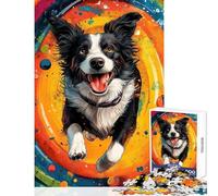 Adults 1000 Pieces Puzzle Border Collie in Space Practical Game Suitable for Couples Anti-Stress Toys Train Your Brain And Hands (38x52cm)