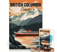 Adults 1000 Pieces Puzzle British Columbia Poster Tight Fit Play Cognitive Skill Toy Chill Play Time Festive Leisure Gift (50x75cm)