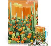 Adults 1000 Pieces Puzzle Cactus and Poppy Field Spielzeug-Intellektuelles Spiel Verbessern Sie das Gedächtnis75x50cm