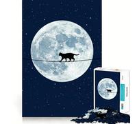 Adults 1000 Pieces Puzzle Cat on A Wire Sharp Edge Game Mind Skill Fun Quiet Play Game Christmas Calm Gift (38x52cm)