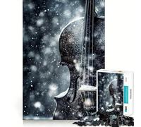 Adults 1000 Pieces Puzzle Cello in The Snow Tight Fit Play Cognitive Skill Toy Chill Play Time Festive Leisure Gift (38x26cm)