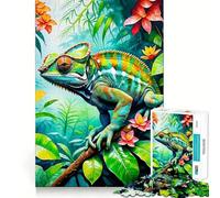 Adults 1000 Pieces Puzzle Chameleon Tight Fit Play Cognitive Skill Toy Chill Play Time Festive Leisure Gift (38x26cm)