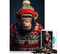 Adults 1000 Pieces Puzzle Cheerful Chimpmas Tight Fit Play Cognitive Skill Toy Chill Play Time Festive Leisure Gift (38x26cm)