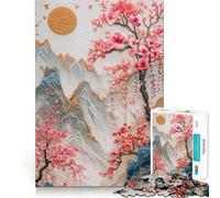 Adults 1000 Pieces Puzzle Cherry Blossom Landscape Tight Fit Play Cognitive Skill Toy Chill Play Time Festive Leisure Gift (38x26cm)