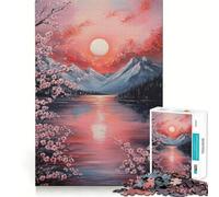 Adults 1000 Pieces Puzzle Cherry Blossom Moonlight Tight Fit Play Cognitive Skill Toy Chill Play Time Festive Leisure Gift (38x26cm)