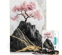 Adults 1000 Pieces Puzzle Cherry Blossom Mountain Tight Fit Play Cognitive Skill Toy Chill Play Time Festive Leisure Gift (38x26cm)